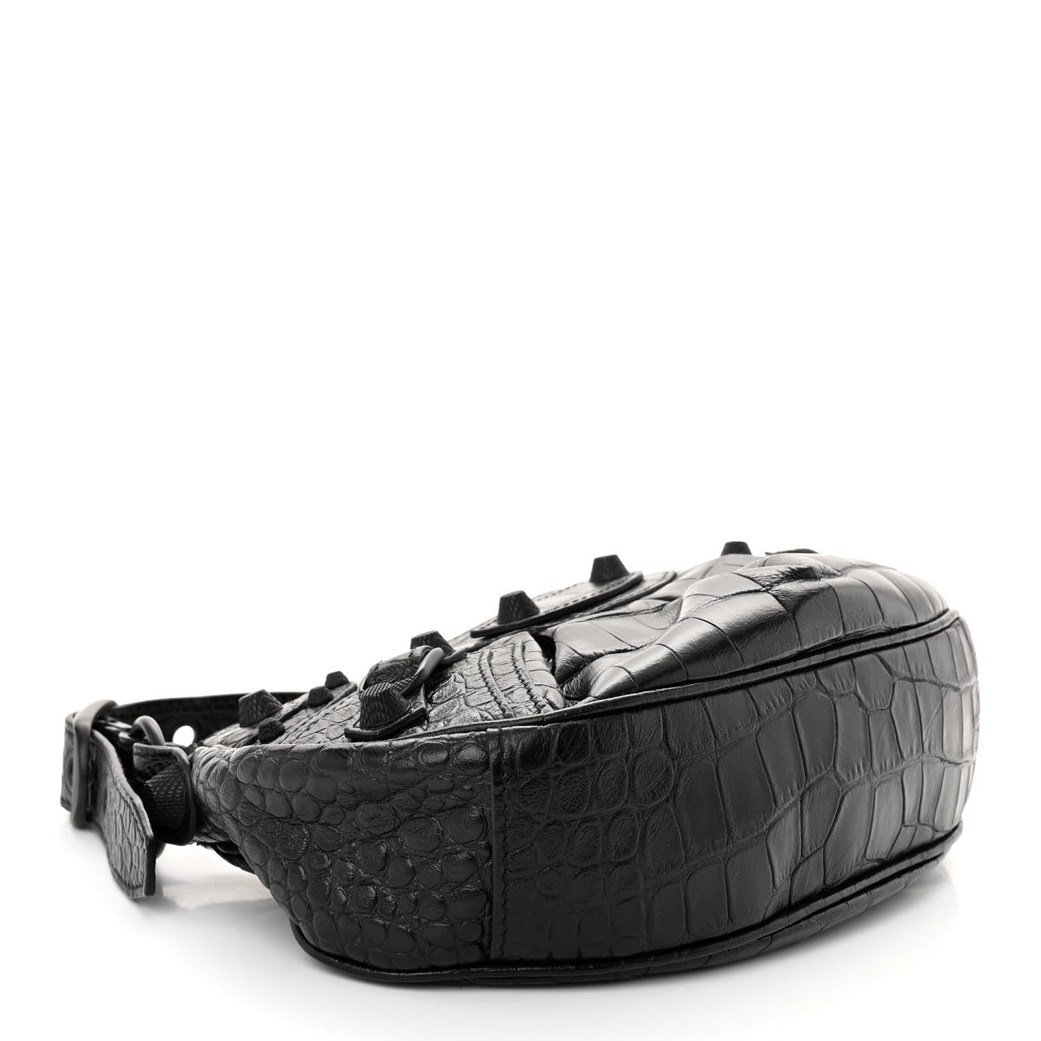 Balenciaga Extra Supple Calfskin Crocodile Embossed Monochrome Le Cagole Shoulder Bag XS Black 4 of 10