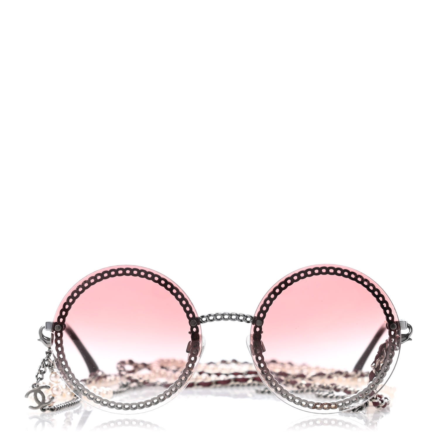 Chanel Chain Round Sunglasses 4245 Pink Silver 3 of 5
