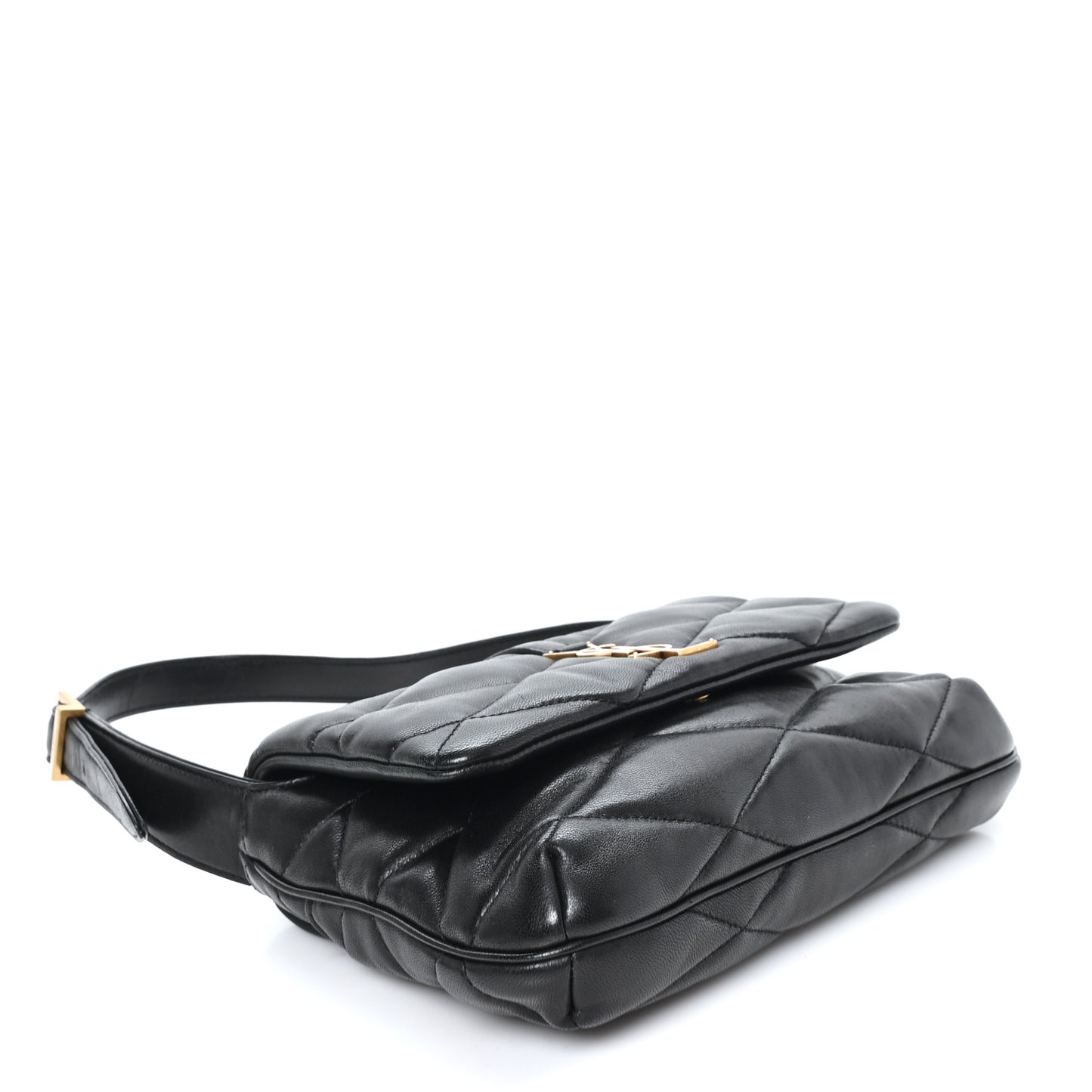 Lambskin Quilted Le 57 Diamond Shoulder Bag Black