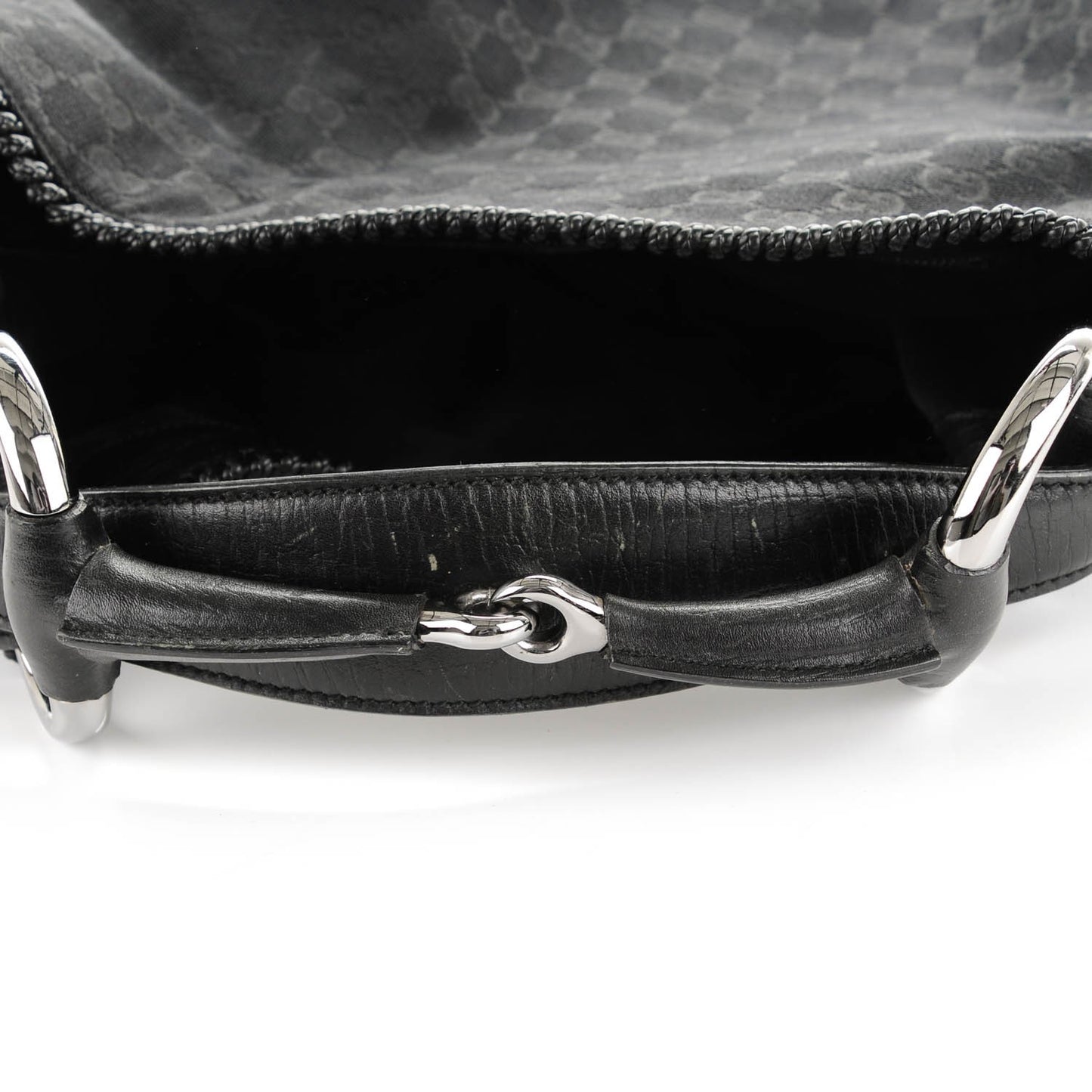 Monogram Large Horsebit Chain Hobo Black