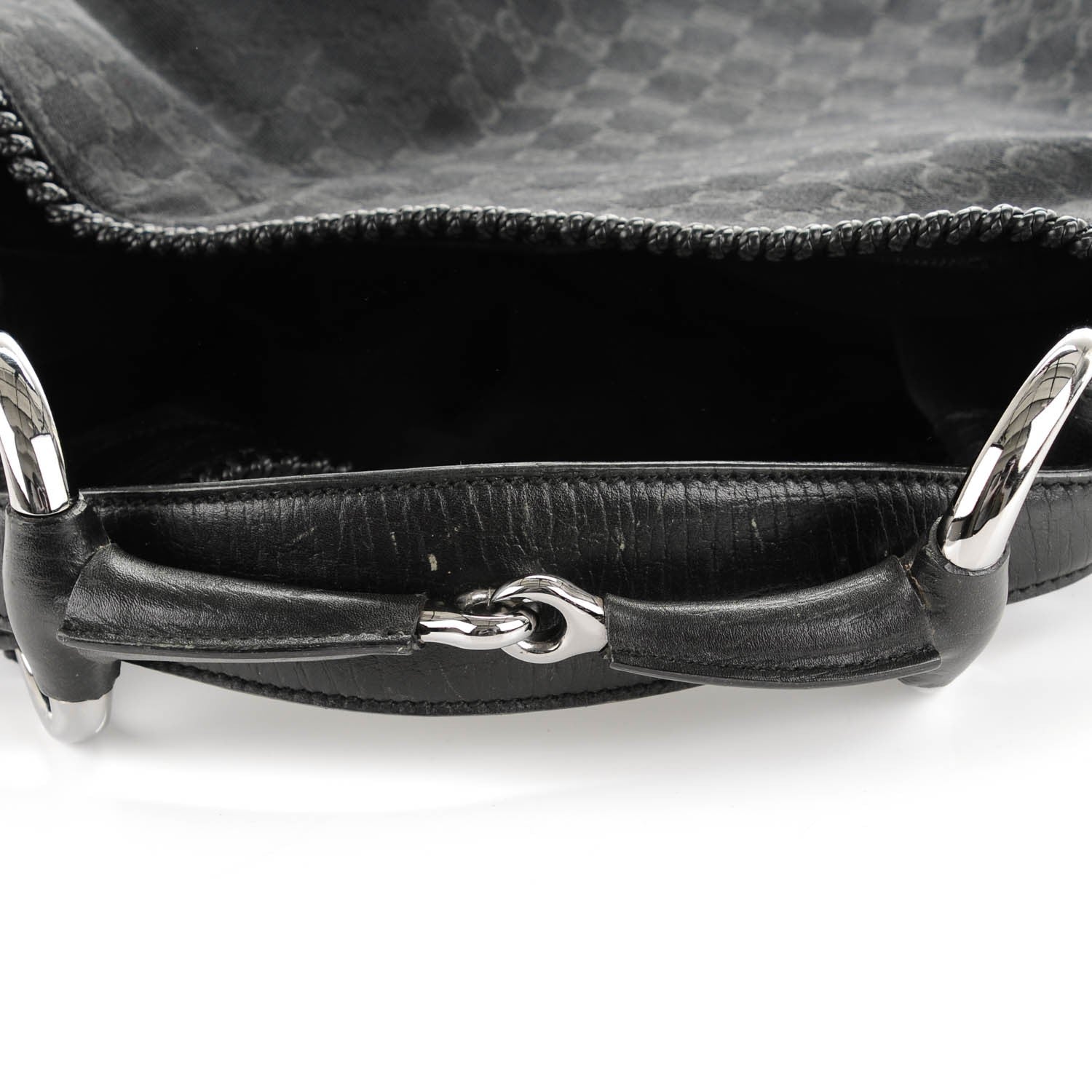 Gucci Monogram Large Horsebit Chain Hobo Black 8 of 8