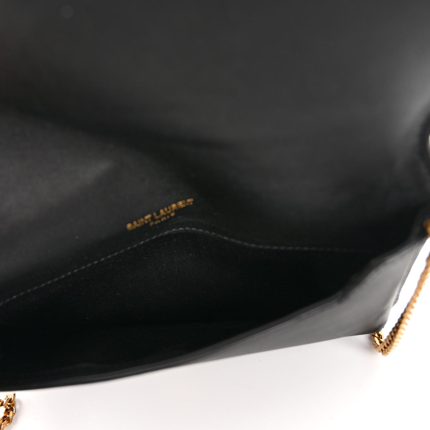 SAINT LAURENT Canvas Striped Phone Holder Crossbody Beige Black
