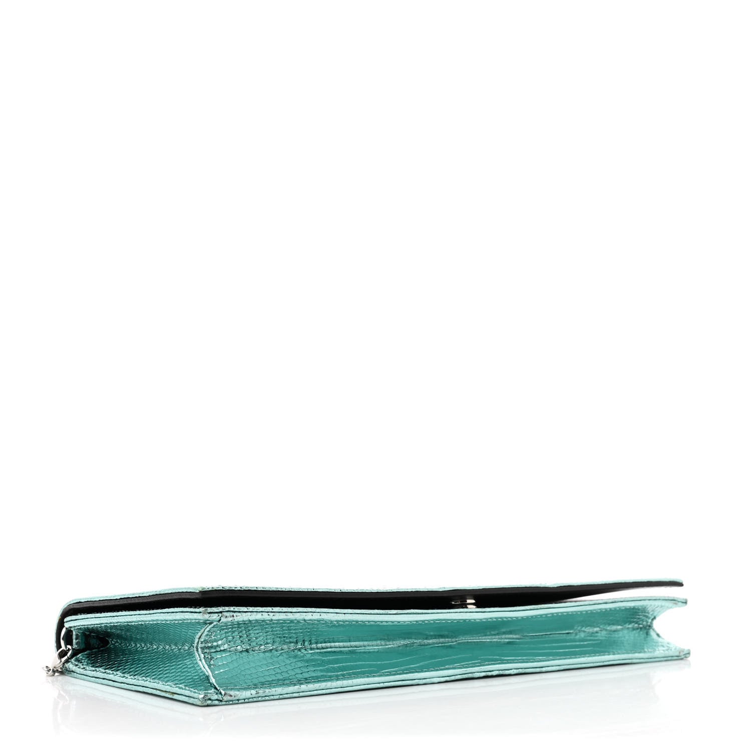 Christian Dior Metallic Lizard Lady Dior Croisiere Chain Clutch Blue 4 of 11