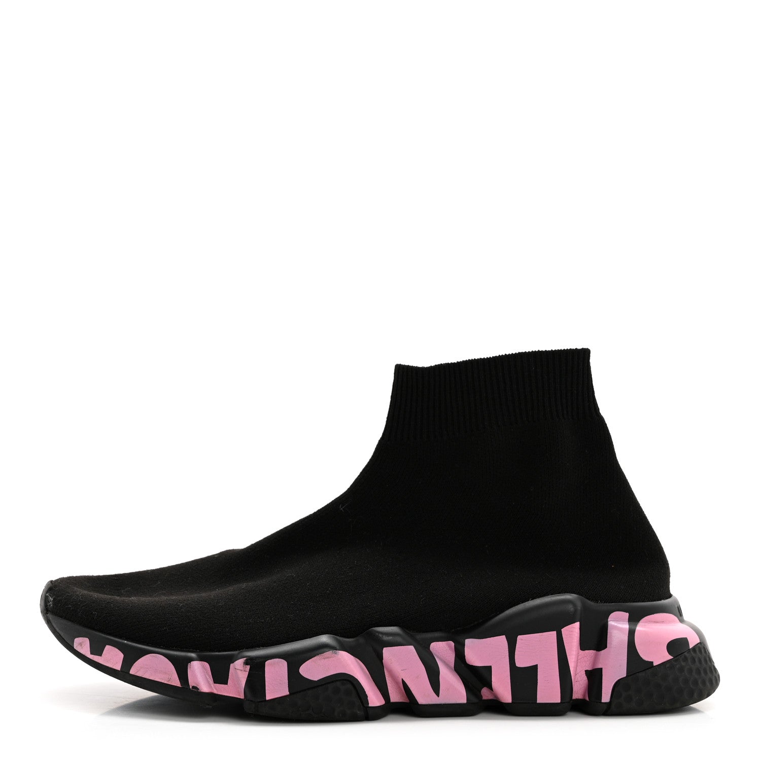 Balenciaga Recycled Knit Womens Speed Graffiti Sneakers 37 Black Pink 1 of 10