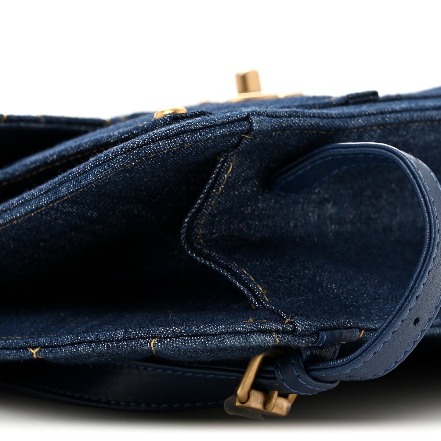 Denim Quilted Double You Backpack Blue Golden