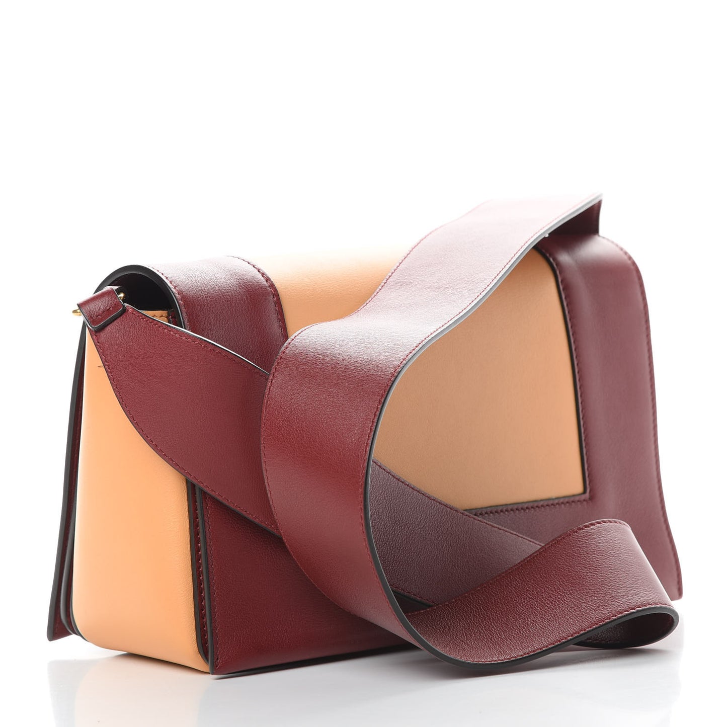 Shiny Smooth Calfskin Medium Frame Shoulder Bag Ruby Nude