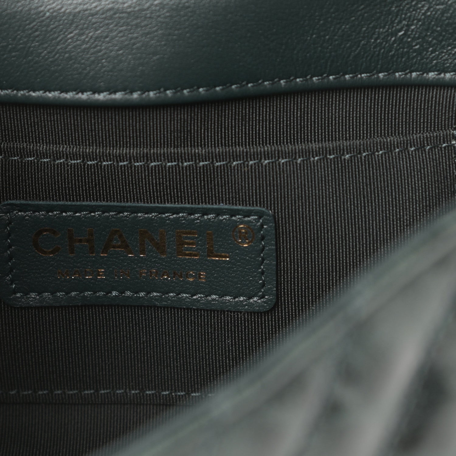 Chanel Glazed Calfskin Chevron Quilted Small Hampton Flap Dark Green 6 of 11