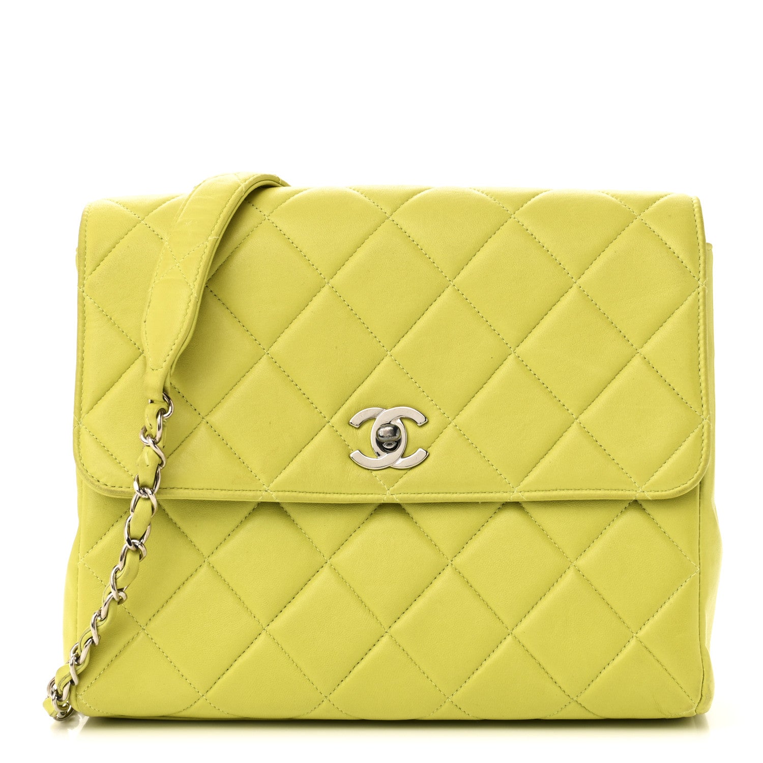 Chanel Lambskin Quilted CC Single Flap Green 1 of 14
