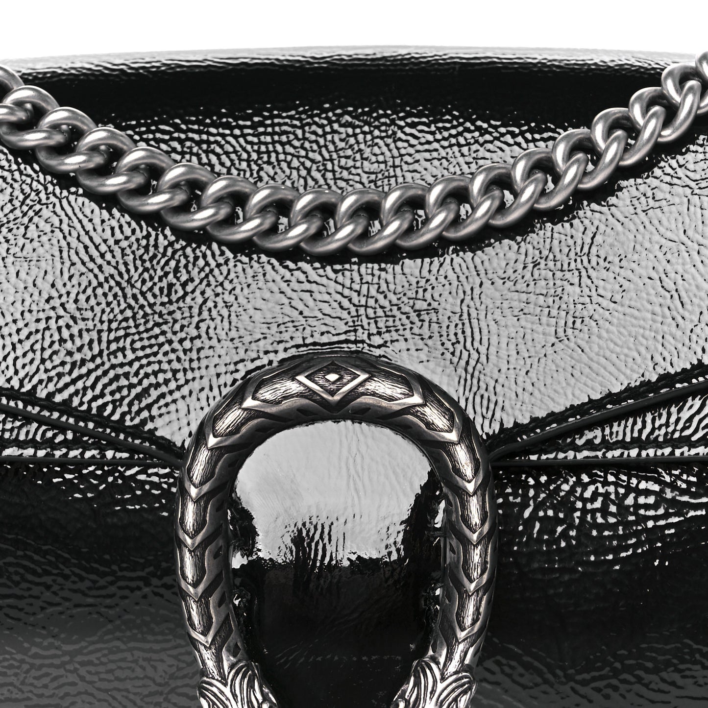 Crinkled Patent Small Dionysus Shoulder Bag Black