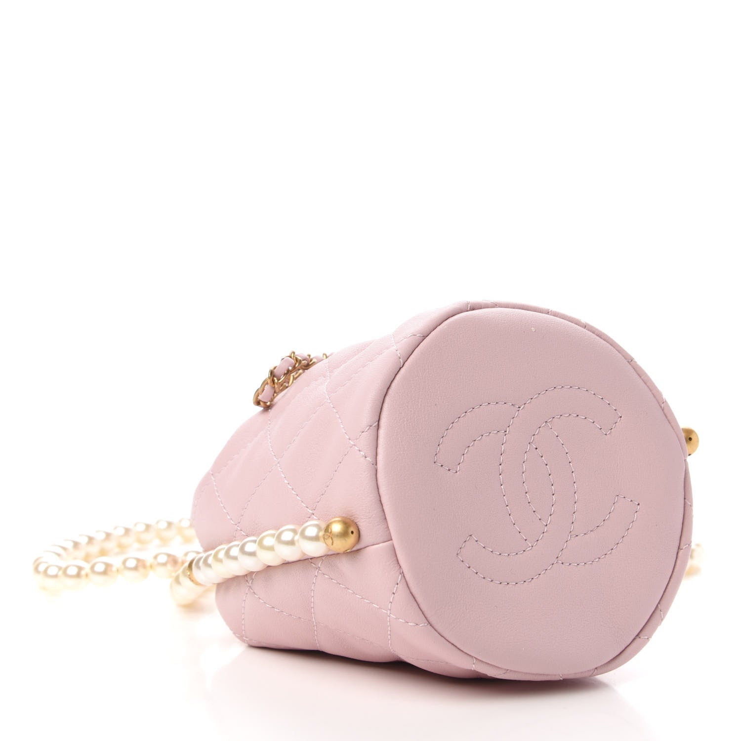 Chanel Calfskin Quilted Pearl Mini About Pearls Drawstring Bucket Light Pink 4 of 11