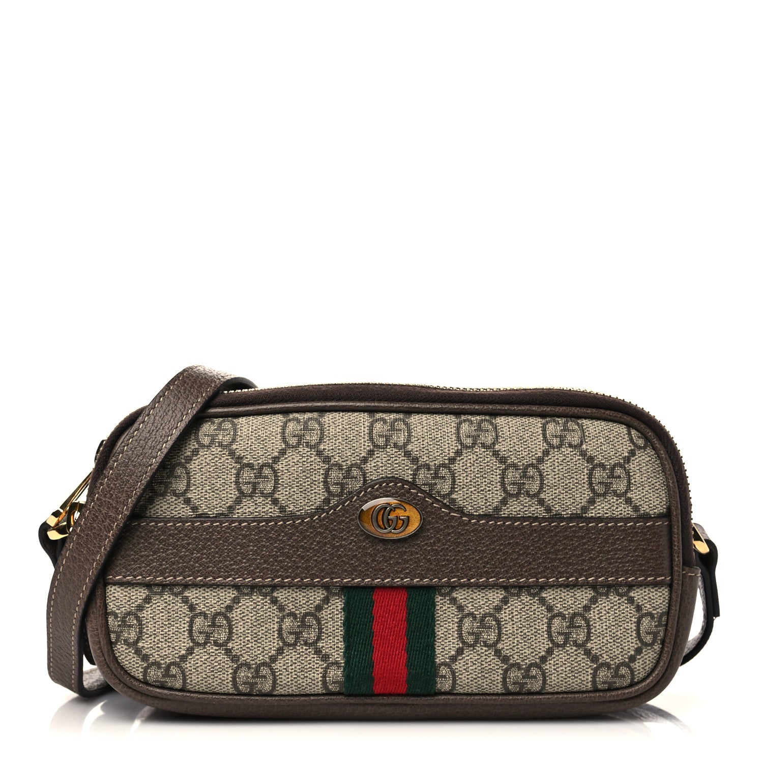 Gucci GG Supreme Monogram Web Mini Ophidia GG Bag Brown 1 of 7
