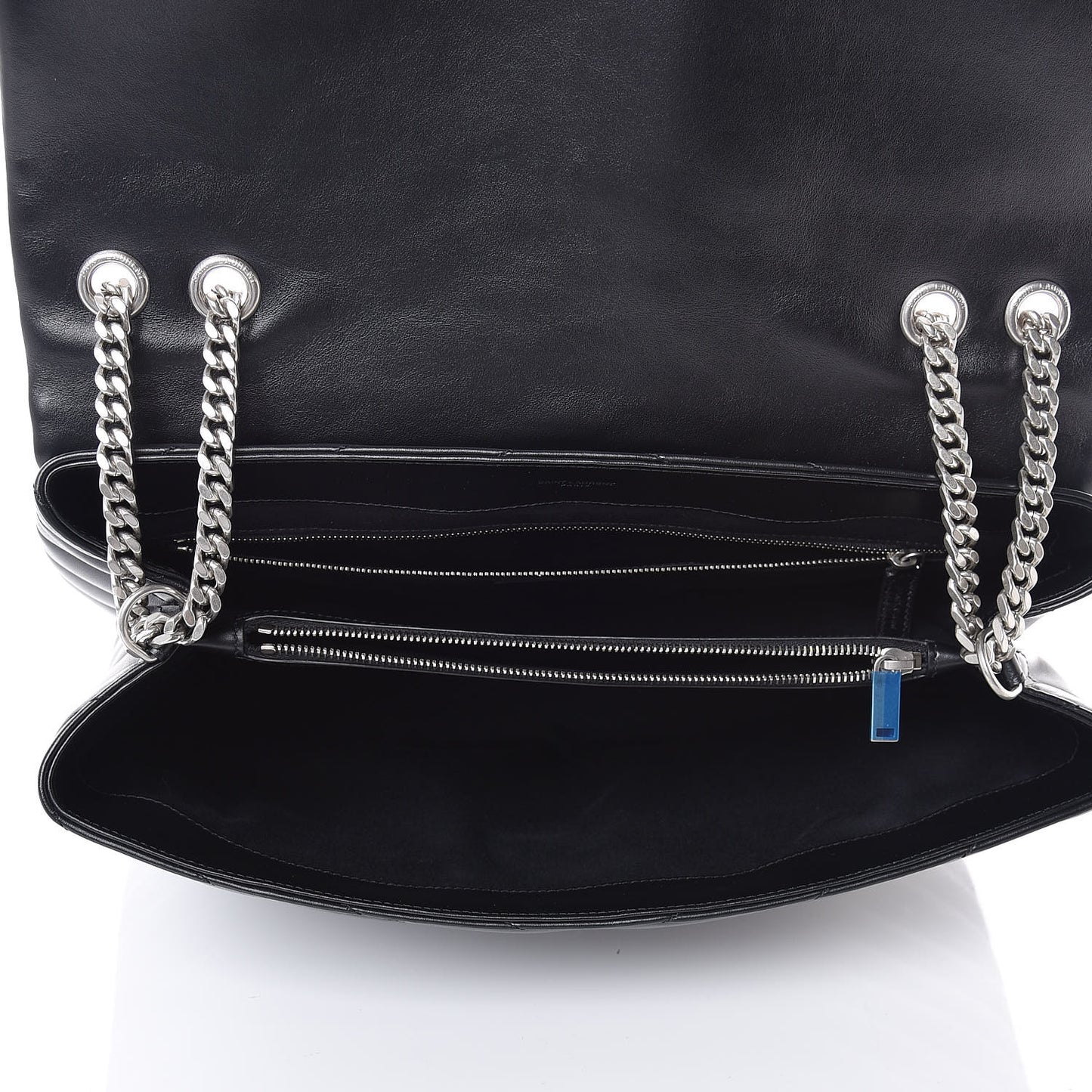 Calfskin Y Quilted Monogram Large Loulou Chain Satchel Black