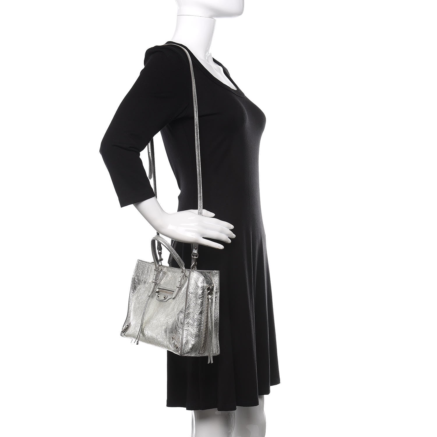 Balenciaga Metallic Calfskin Papier A6 Zip Around Tote Silver 2 of 12