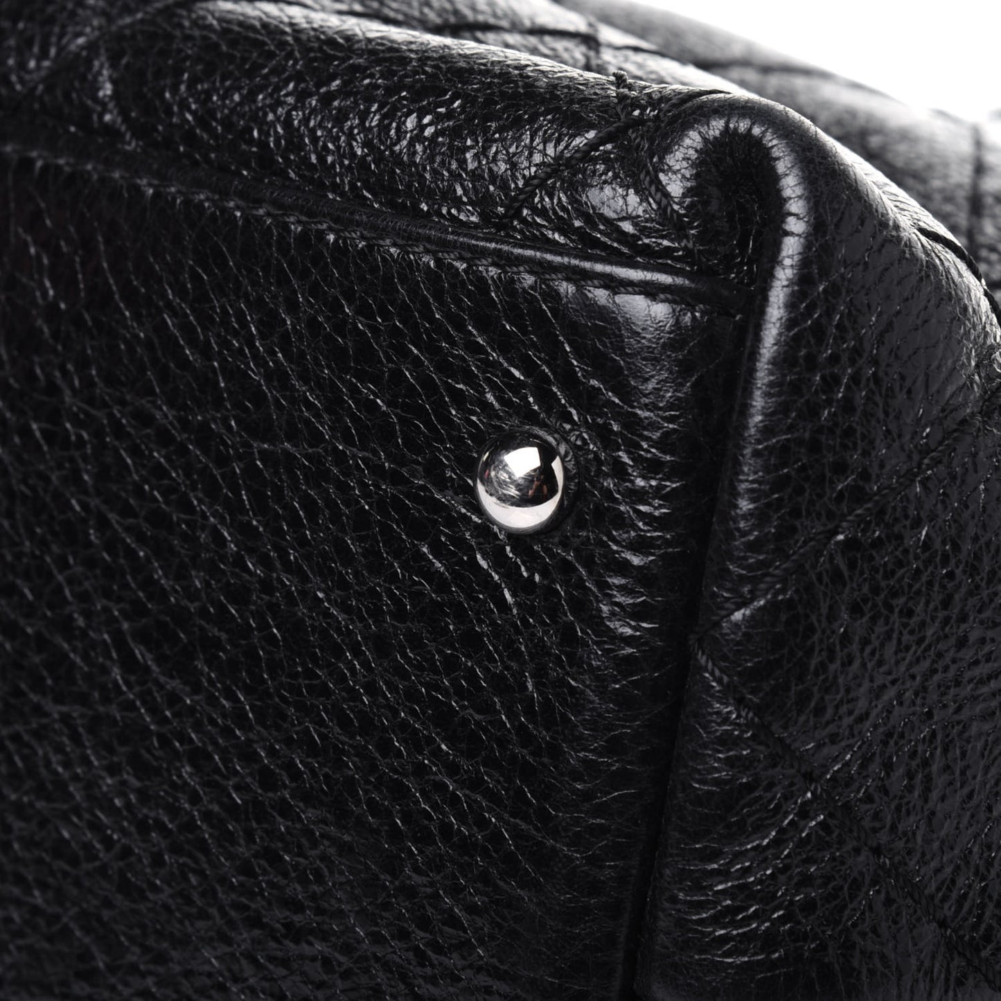 Glazed Calfskin Large On The Road Tote Black