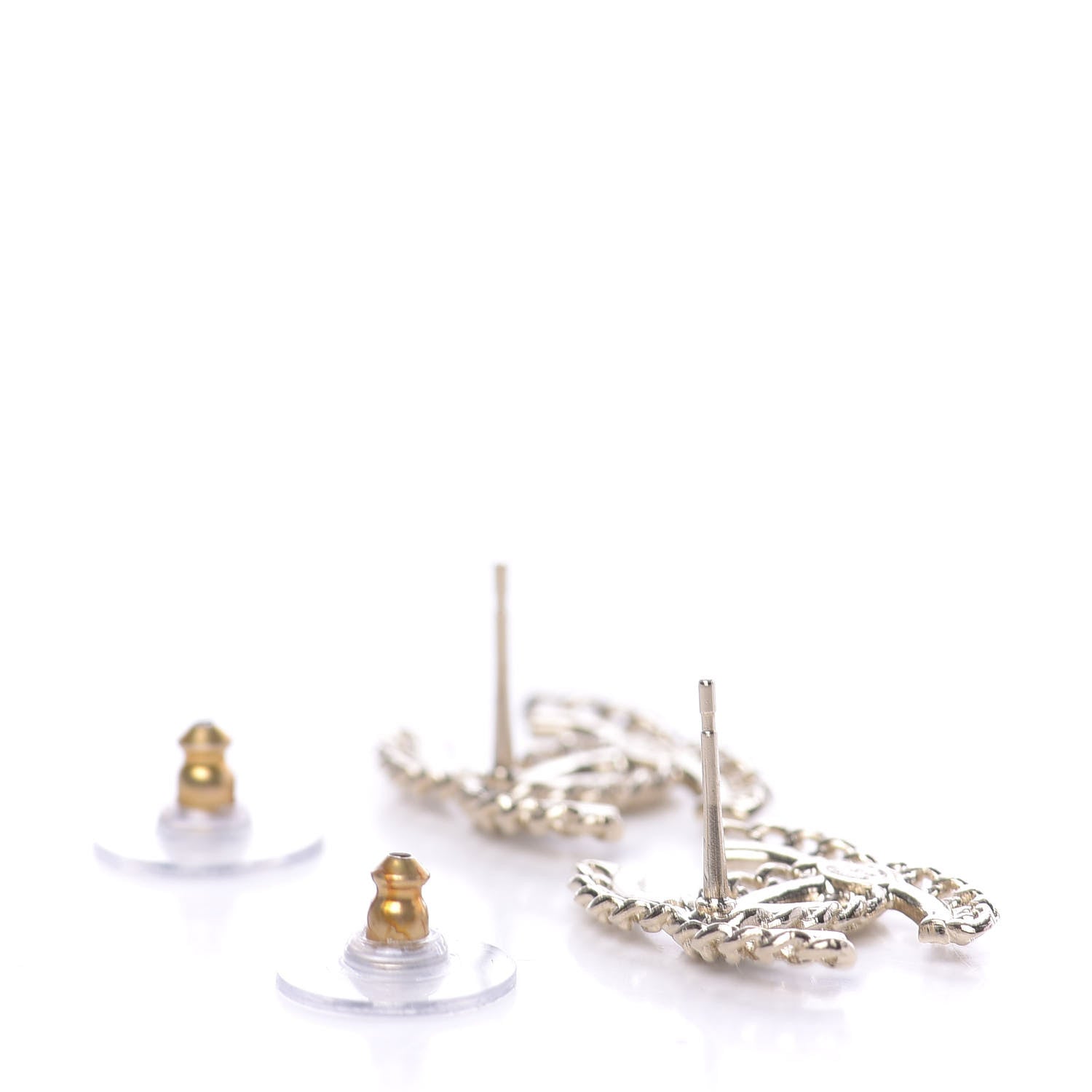 Chanel Crystal Chain CC Earrings Gold 3 of 5