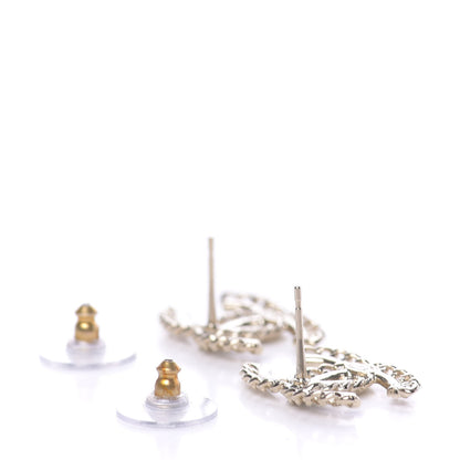 Chanel Crystal Chain CC Earrings Gold 3 of 5