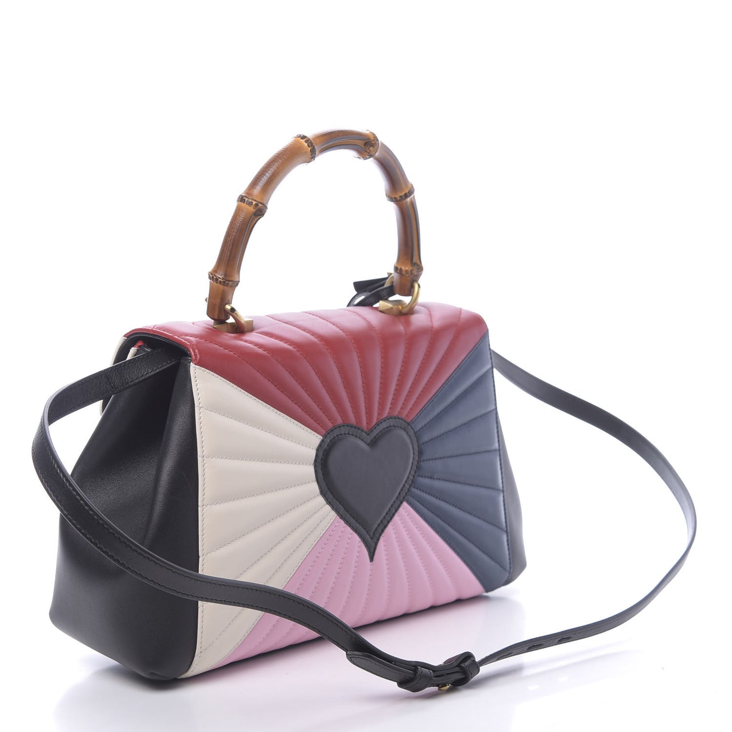 Calfskin Bamboo Trapuntata Queen Margaret Top Handle Bag Blue Agata Hibiscus Red Mystic White Sugar Pink