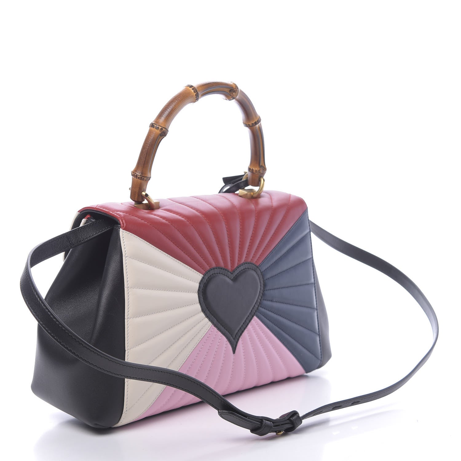 Gucci Calfskin Bamboo Trapuntata Queen Margaret Top Handle Bag Blue Agata Hibiscus Red Mystic White Sugar Pink 3 of 10