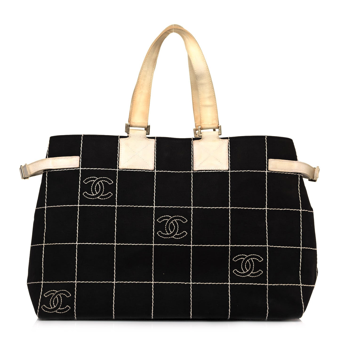 Canvas Square Stitched CC Tote Black