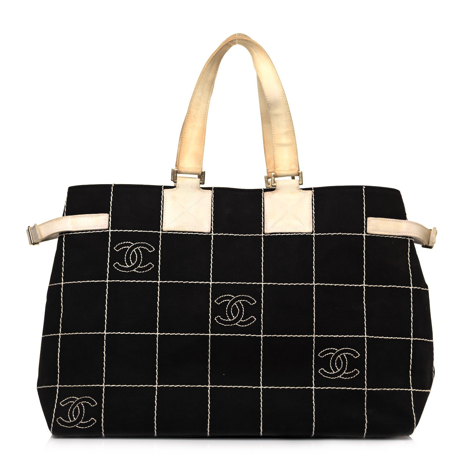 Chanel Canvas Square Stitched CC Tote Black 1 of 18