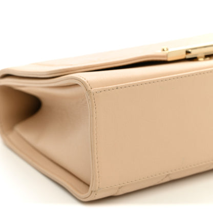 Chanel Grained Calfskin Quilted Medium Label Click Flap Bag Beige 8 of 10