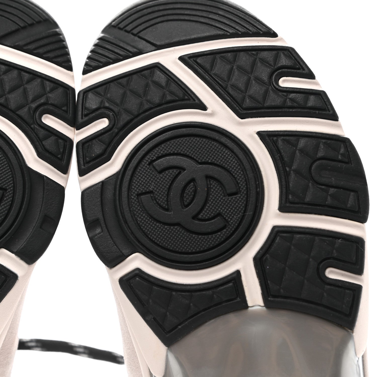 Chanel Mesh Suede Calfskin Grained Calfskin Womens CC Sneakers 38 Grey White 6 of 9