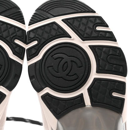 Chanel Mesh Suede Calfskin Grained Calfskin Womens CC Sneakers 38 Grey White 6 of 9