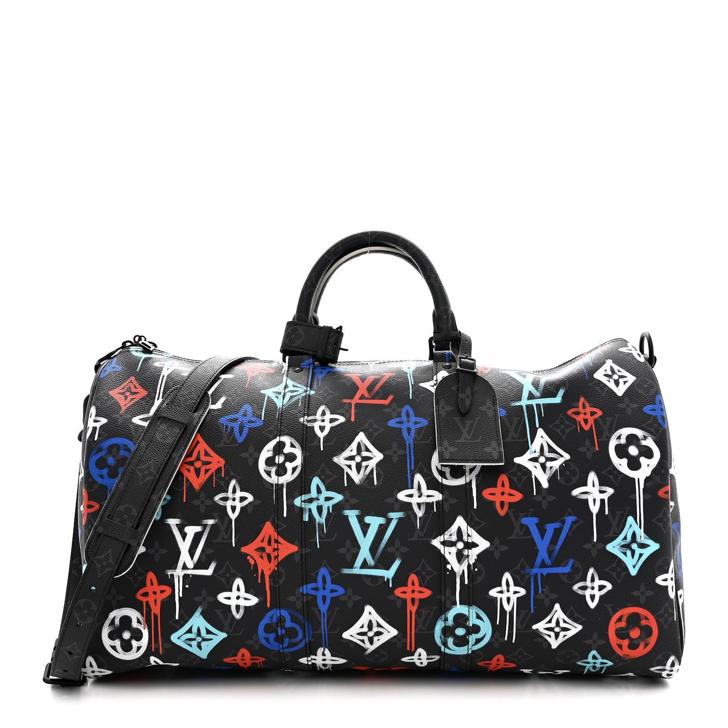 Louis Vuitton Monogram Eclipse LV Graffiti Keepall Bandouliere 50 Multicolor 1 of 9