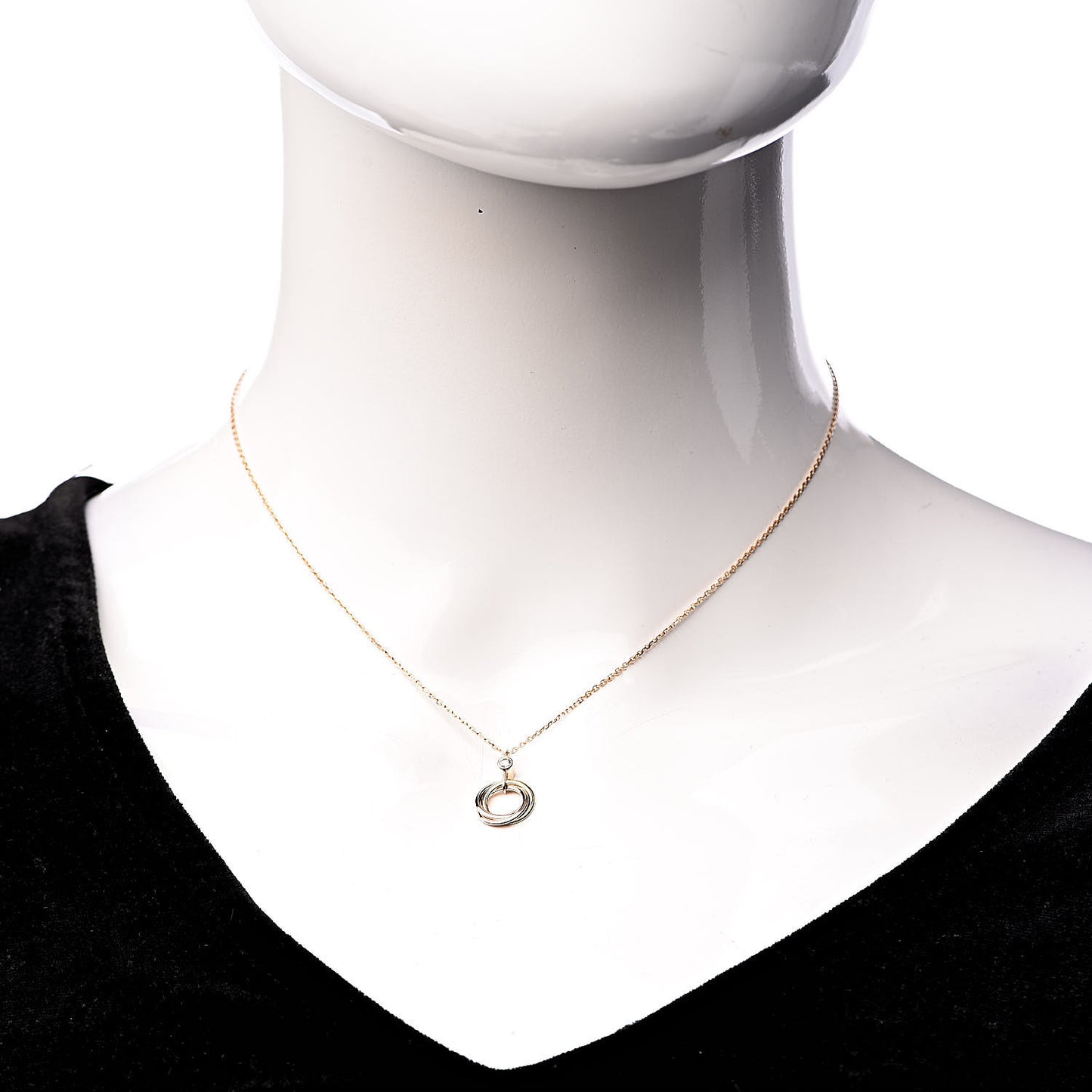 18K Pink Yellow White Gold Diamond Trinity Pendant Necklace