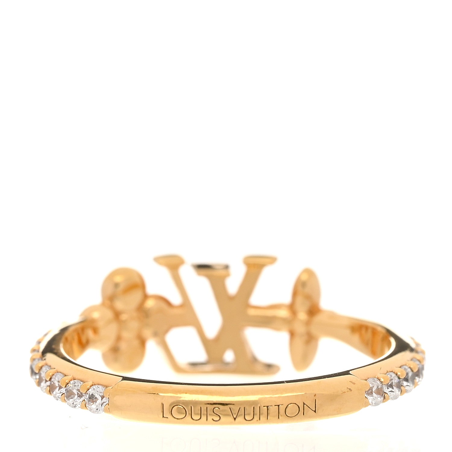 Louis Vuitton Metal Crystal LV Iconic Flower Ring M 53 6.5 Gold 3 of 6