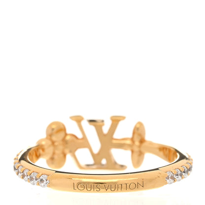 Louis Vuitton Metal Crystal LV Iconic Flower Ring M 53 6.5 Gold 3 of 6