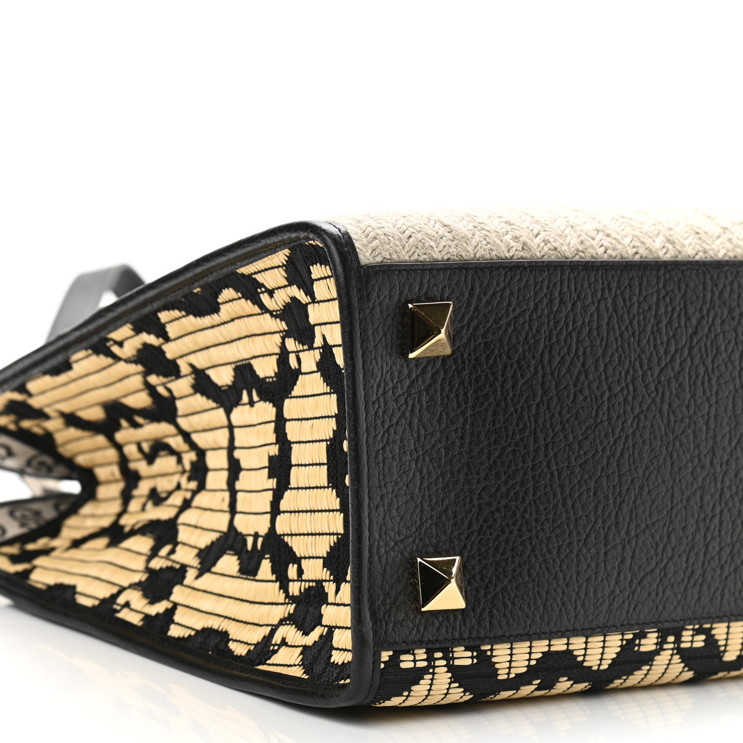 Salvatore Ferragamo Raffia Project Safari Iconic Tote Black Natural 8 of 9
