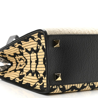 Salvatore Ferragamo Raffia Project Safari Iconic Tote Black Natural 8 of 9