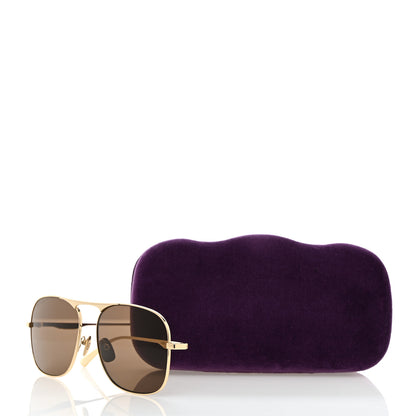 Gucci Square Aviator Sunglasses GG0335S Gold 8 of 8