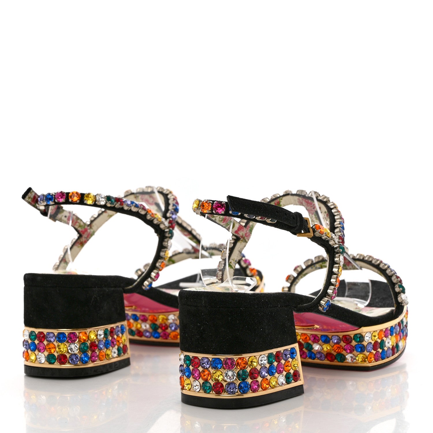 Gucci Kid Scamosciato Crystal Mira Platform Sandals 37 Multicolor 4 of 9