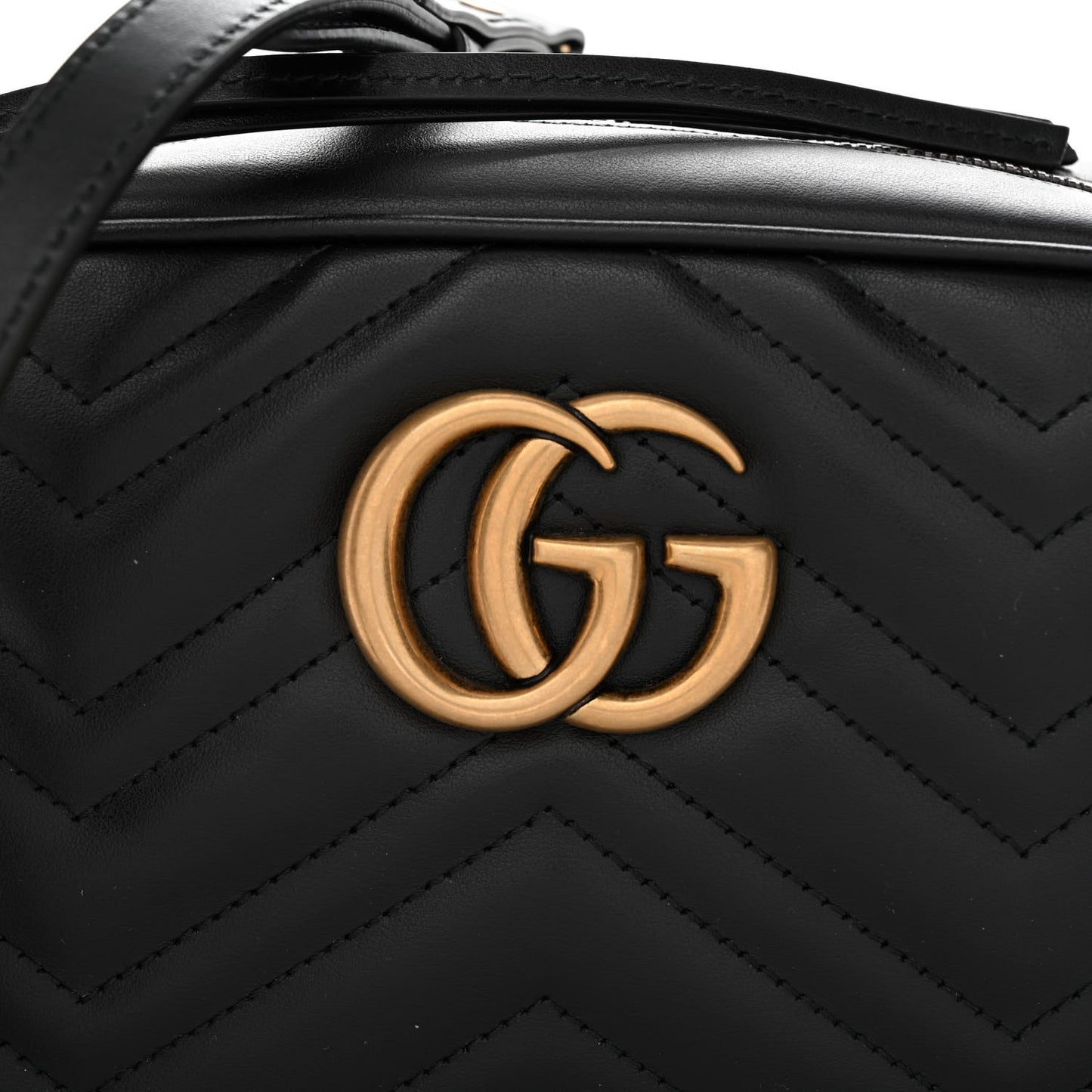 Calfskin Matelasse Small GG Marmont Chain Shoulder Bag Black