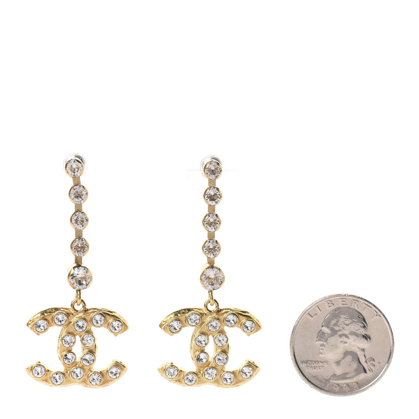 CC Crystal Drop Earrings Gold