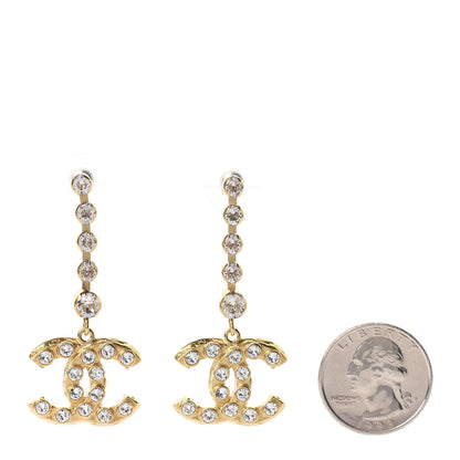 Chanel CC Crystal Drop Earrings Gold 2 of 5