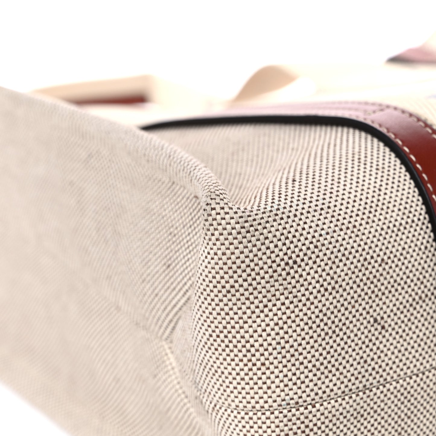 Cotton Calfskin Medium Woody Ribbon Tote White Brown