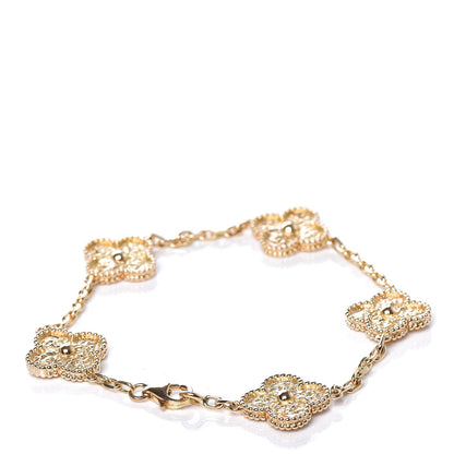 Van Cleef & Arpels 18K Yellow Gold 5 Motifs Vintage Alhambra Bracelet 3 of 6