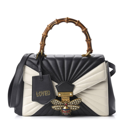 Gucci Calfskin Bamboo Trapuntata Queen Margaret Top Handle Bag Mystic White Black 1 of 11