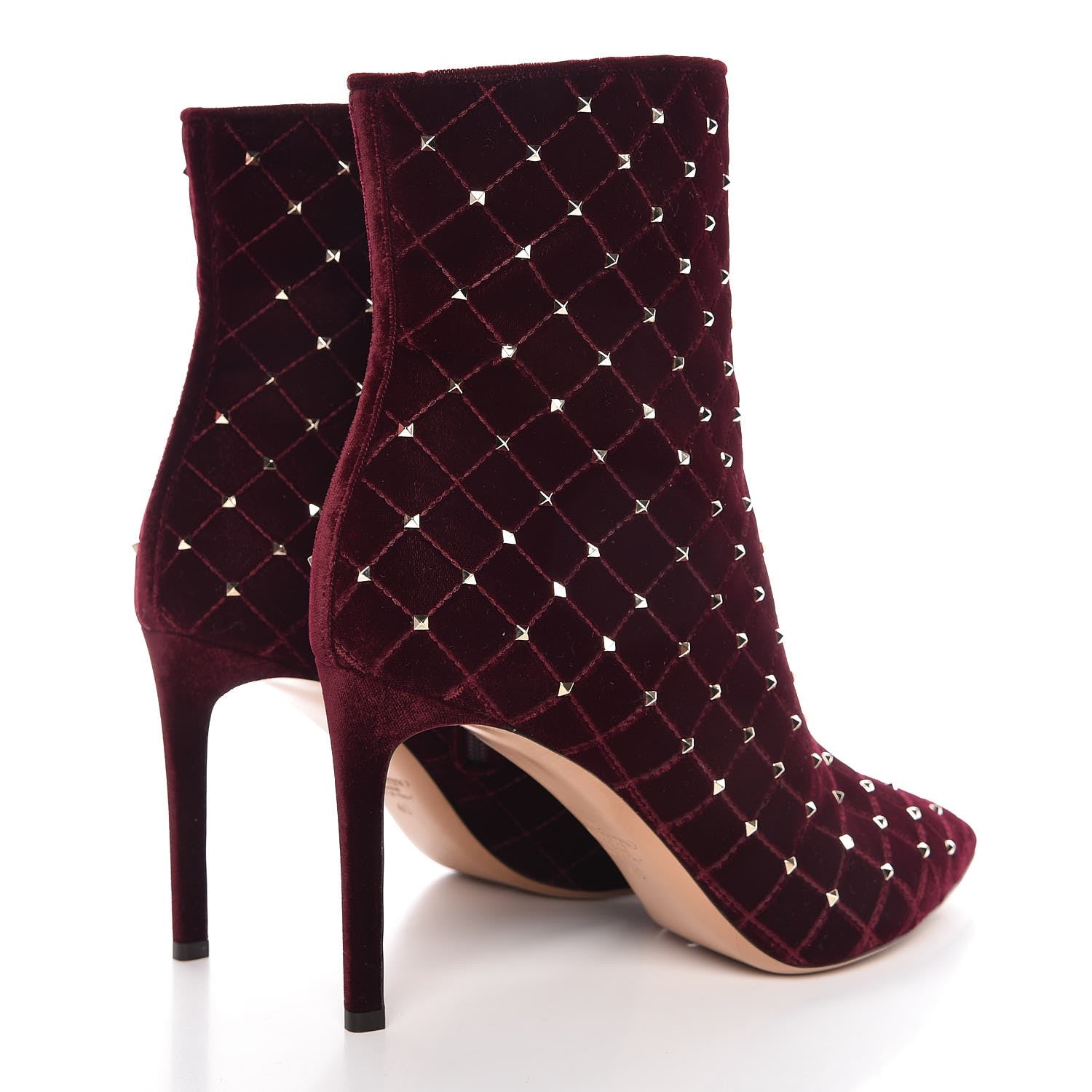 Valentino Garavani Velvet Rockstud Spike Court Ankle Booties 40 Rubino 4 of 10