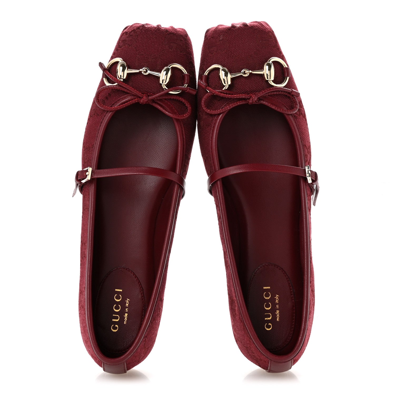 Gucci GG Monogram Horsebit Ballet Flats 36.5 Rosso Ancora 2 of 12