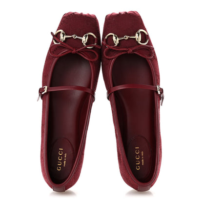 Gucci GG Monogram Horsebit Ballet Flats 36.5 Rosso Ancora 2 of 12