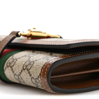 Gucci GG Supreme Monogram Azalea Calfskin Web Jackie 1961 Chain Wallet Beige Ebony Brown Sugar 10 of 11