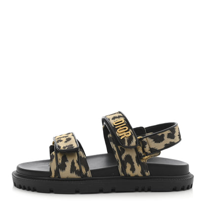 Christian Dior Technical Fabric Mizza Print DiorAct Sandals 37 Beige Multicolor 1 of 9
