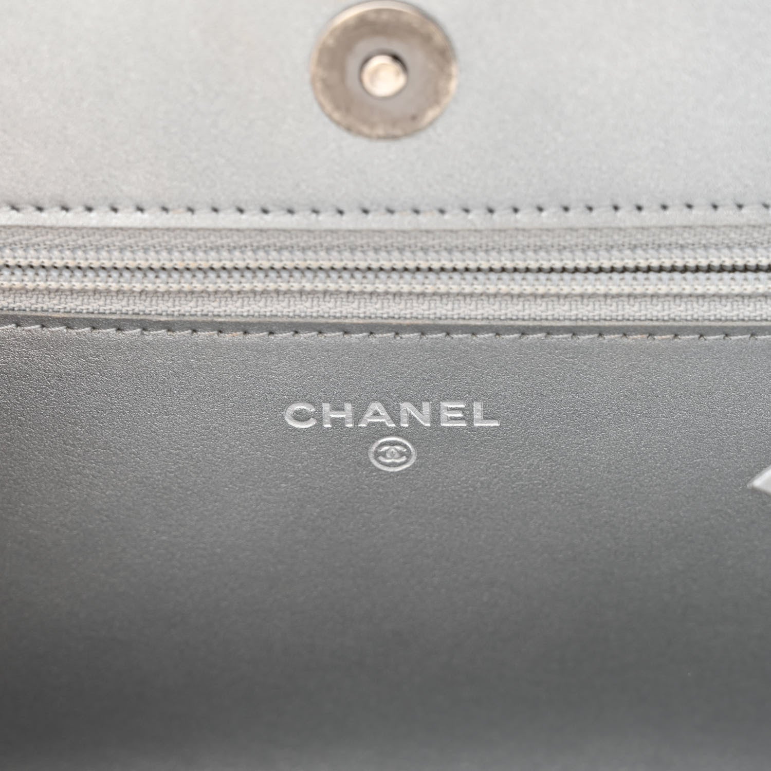 Chanel Metallic Caviar Quilted Boy Wallet On Chain WOC Silver 6 of 12
