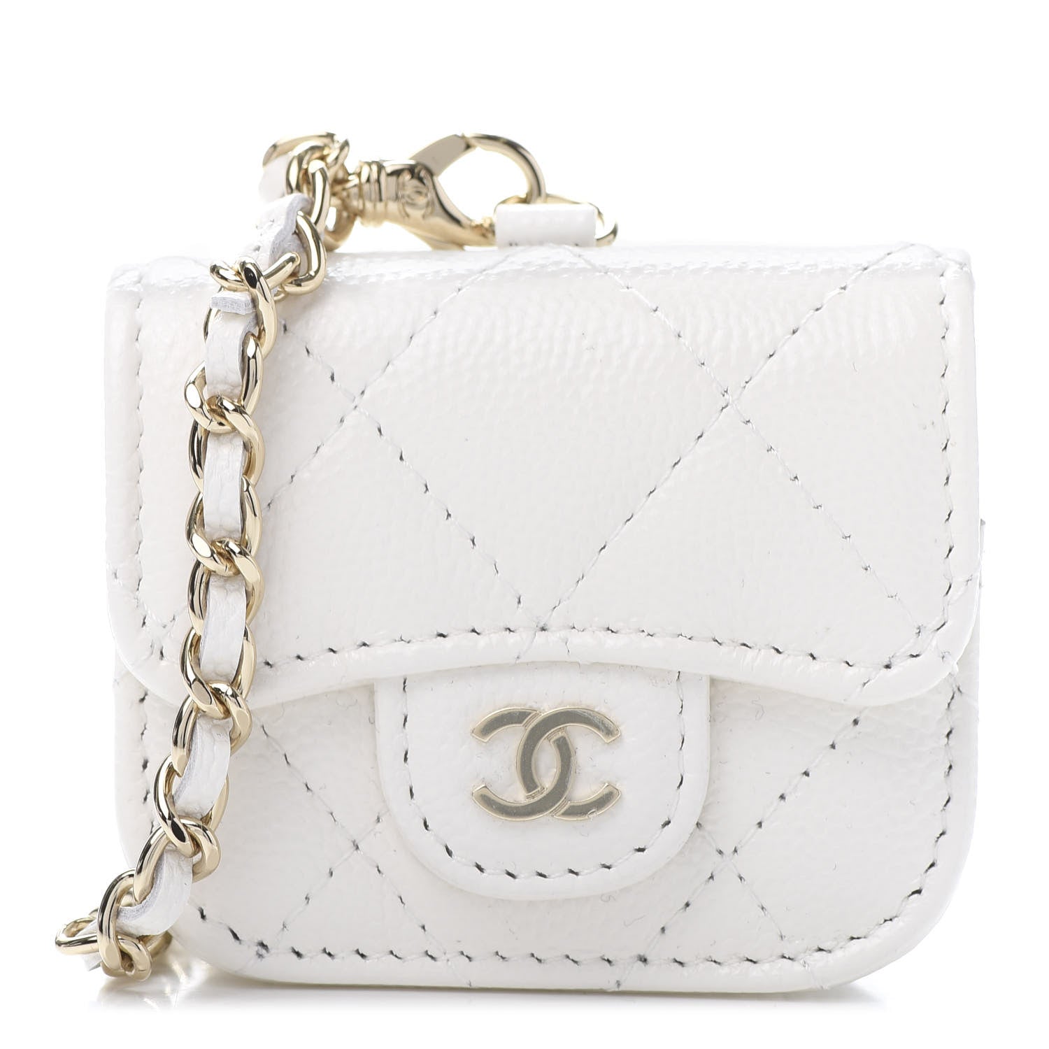 Chanel Caviar Quilted Airpods Pro Case White 1 of 8