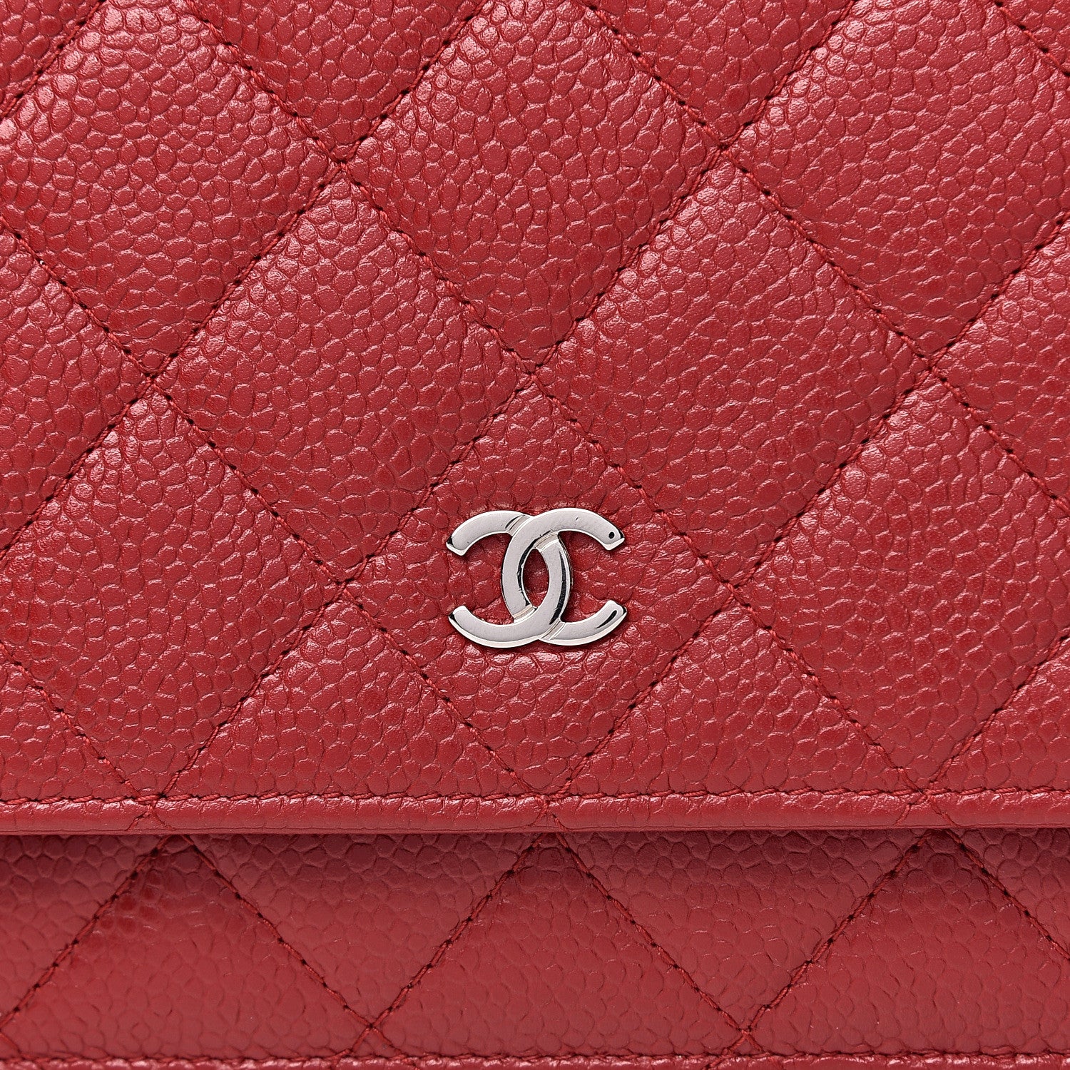 Chanel Caviar Quilted Wallet on Chain WOC Red 11 of 11