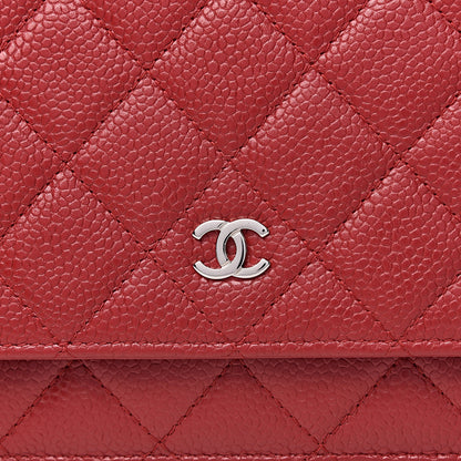 Chanel Caviar Quilted Wallet on Chain WOC Red 11 of 11